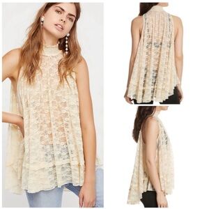 Free People Myrna Floral Sheer Tunic Tank Top